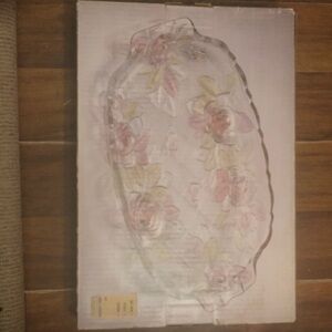 Vintage Home Beautiful Crystal 13” Oval Floral Serving Platter